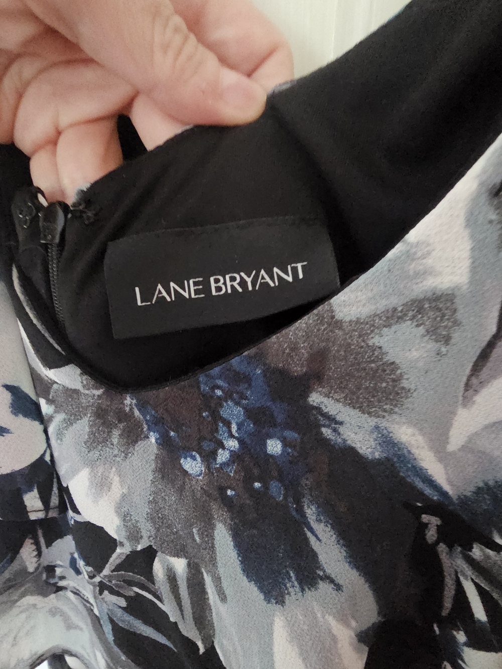 Lane Bryant Black Floral Midi Dress with Blue and Gray Accents - Picture 4 of 5